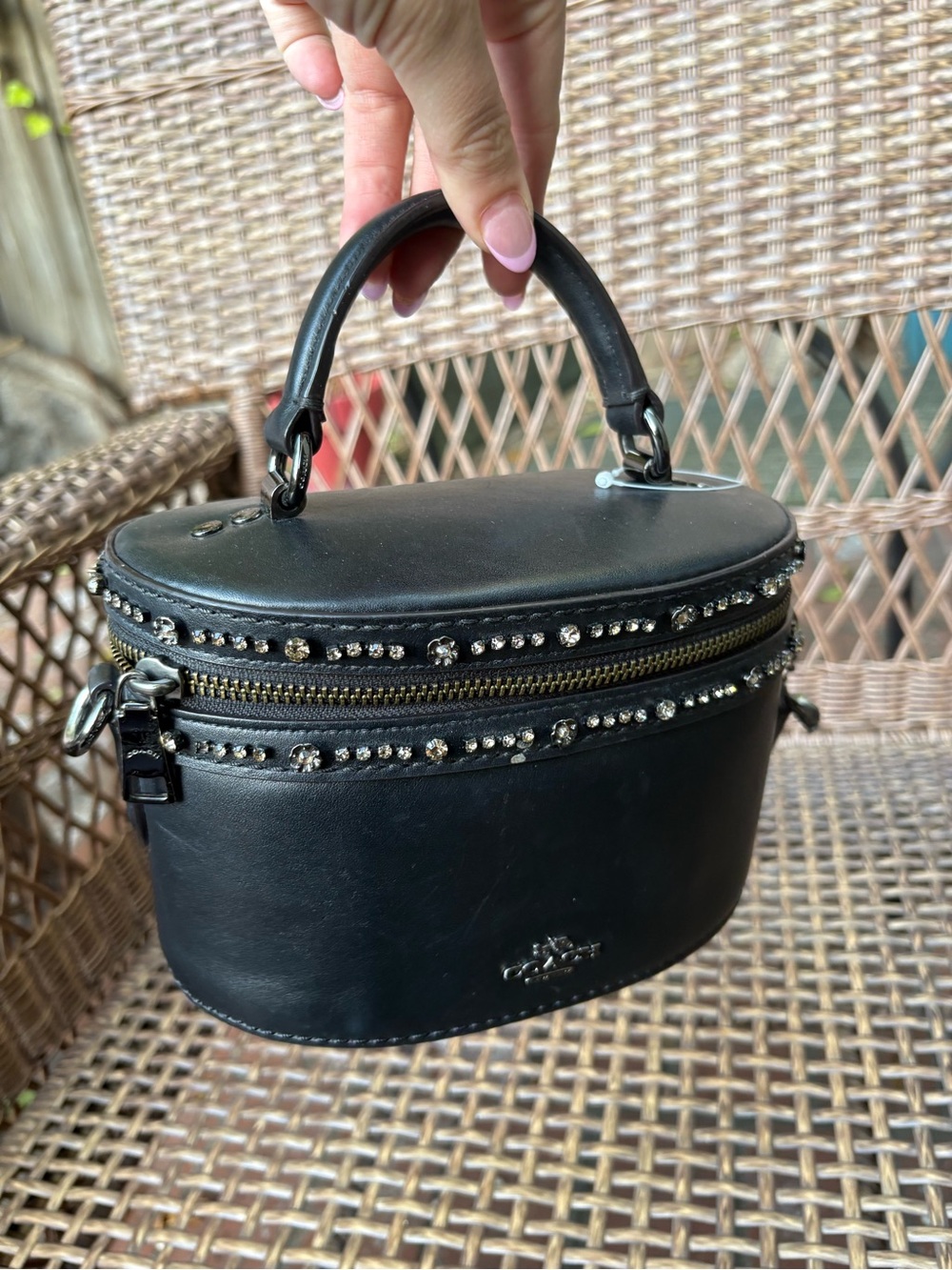 Coach x Selena Gomez Trail Bag Black Leather w/ Crystal Embellishment - Picture 9 of 14